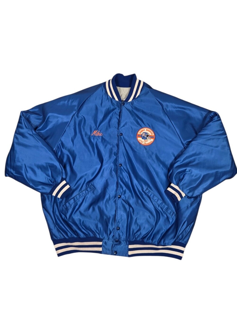 Vintage DeLong Denver Broncos Satin Starter Bomber Varsity Jacket 4XL LONG Usa